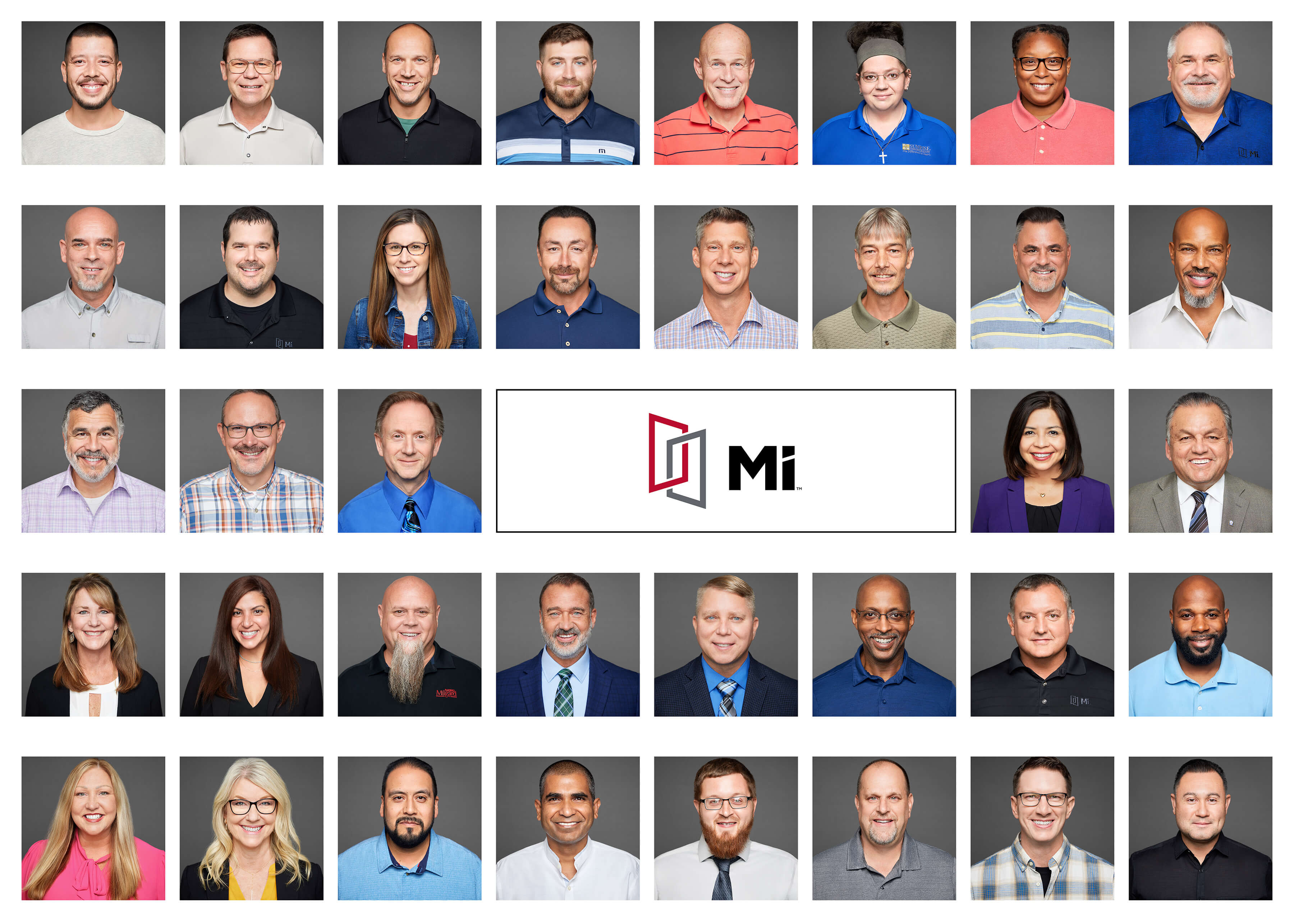 Chicago professional corporate team headshot collage photography for MI Windows and Doors