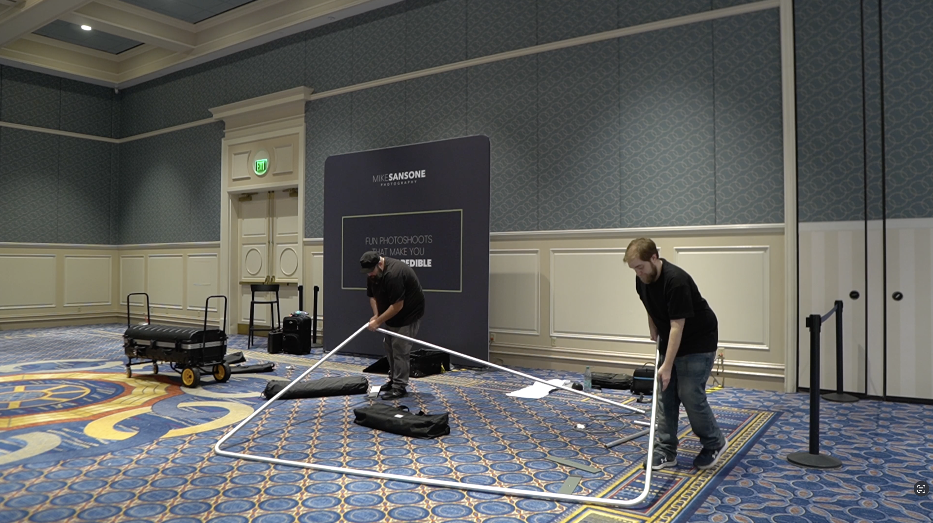 Professional trade show headshot booth custom branded backdrop signage conference photography nationwide