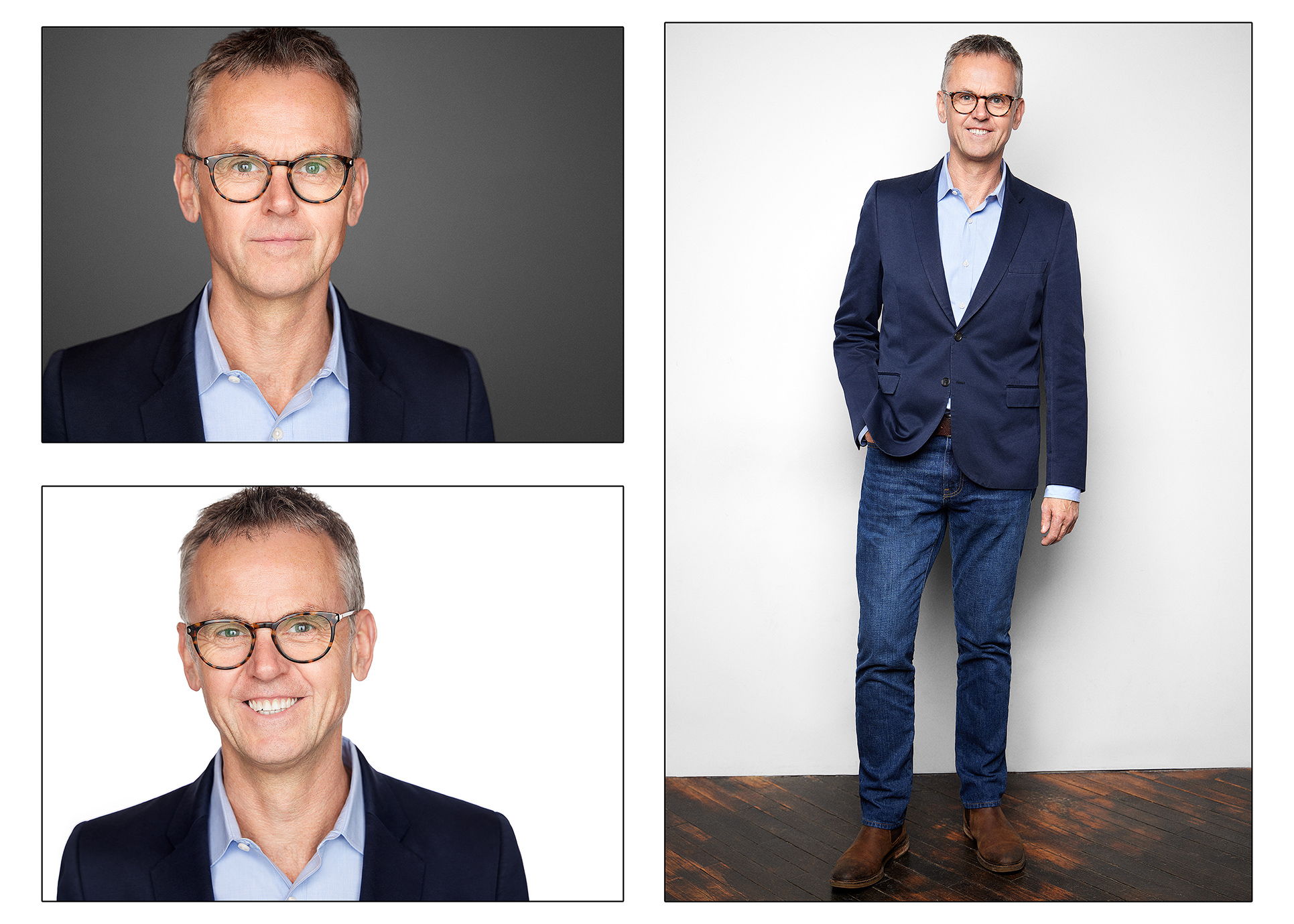 Chicago business headshot and full body portrait photography collage