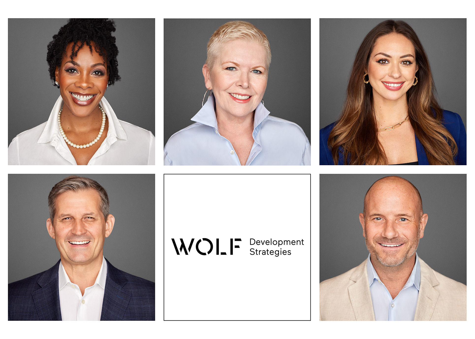 Chicago professional team headshot collage photography for Wolf Development Strategies